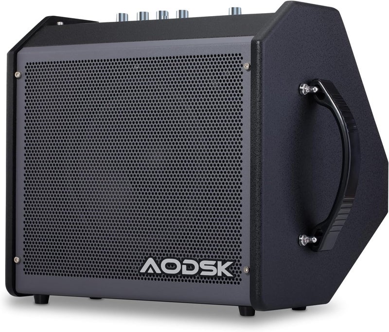 AODSK 35W Professional Electronic Drum Amplifier | Dual Speakers (8" Woofer + 2" Tweeter) | Compatible with Keyboard/Bass/Synthesizer | AUX Input + Recording Output | Treble/Mid Control - Image 1